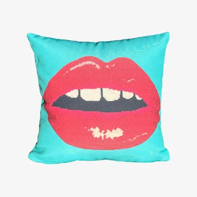 Wolf & Badger Outdoor Friendly Pop Art Lips Eco Canvas Outdoor Pillow Cover Mommani Threads