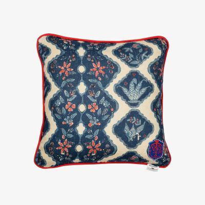 Wolf & Badger Neutrals / Blue / Red Phoenicia Batik Linen Cushion By Minthegap Mindthegap