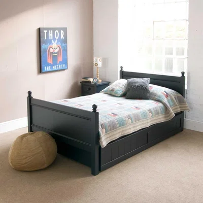 Barker and Stonehouse Pippin Small Double Bed With Trundle, Blue | Barker & Stonehouse