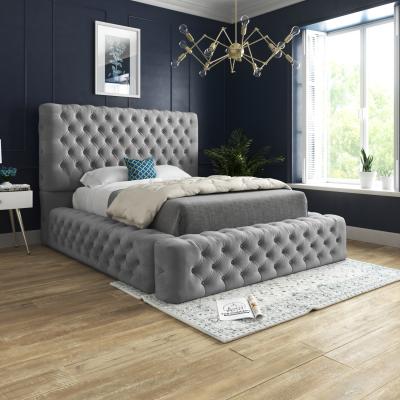 The Range Cambridge Upholstered Soft Velvet Fabric Buttons Bed   - Pink / Small Double