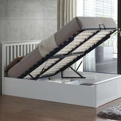 The Range Malmo White Wooden Ottoman Storage Bed - White / Small Double