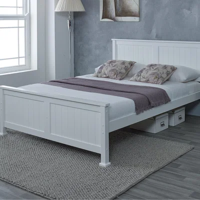 The Range Solid White Wooden Madrid Bed Frame - Satin White / Small Double