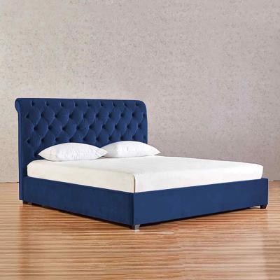 The Range John Upholstered Plush Velvet Bed Frame - Blue / Small Double