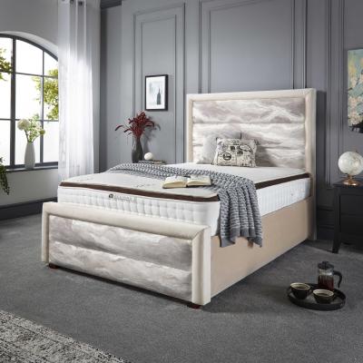 The Range Coast Design Luxury Velvet Upholstered Bed Frame  - Alabaster and Cream / Small Double