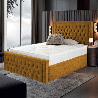 The Range Irati Upholstered Plush Velvet Bed Frame - Yellow / Small Double