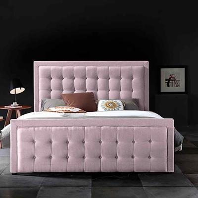 The Range Teigra Upholstered Plush Velvet Bed Frame - Pink / Small Double