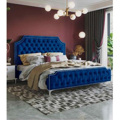 The Range Francesco Upholstered Plush Velvet Bed Frame - Blue / Small Double