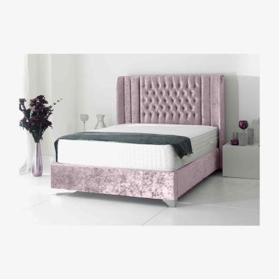 The Range Adil Luxury Modern Plush Velvet Bed Frame   - Pink / Small Double