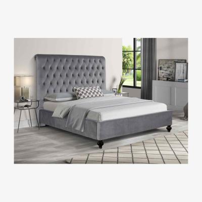 The Range Fiala Upholstered Plush Velvet Bed Frame - Grey / Small Double