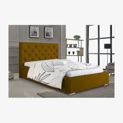 The Range James Upholstered Plush Velvet Bed Frame - Yellow / Small Double