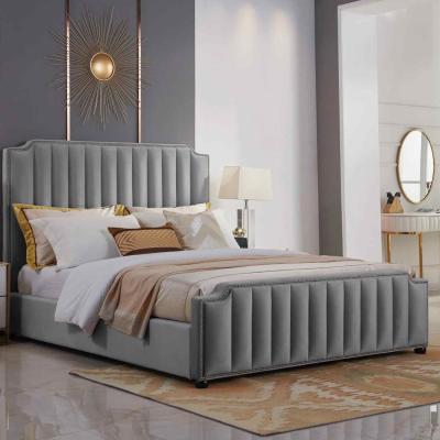 The Range Krissa Upholstered Plush Velvet Bed Frame - Grey / Small Double