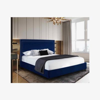 The Range Richard Upholstered Plush Velvet Bed Frame - Blue / Small Double