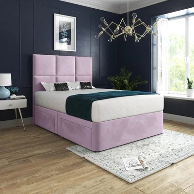 The Range Caprio Upholserted Floorstanding Headboard With Divan Bed Frame - Pink / Small Double