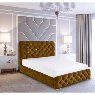 The Range Isabella Upholstered Crush Velvet Bed Frame    - Yellow / Small Double