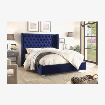 The Range Adam Upholstered Plush Velvet Bed Frame - Blue / Small Double