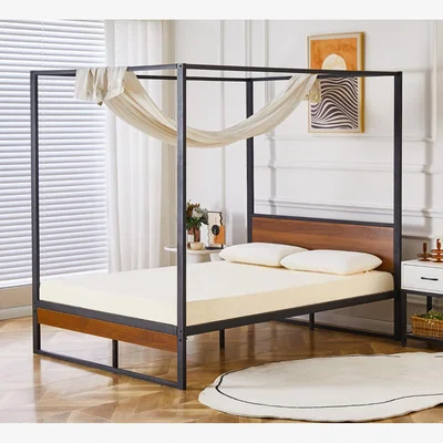 The Range Rockford Wooden Metal 4 Poster Bed Frame - Black / Small Double