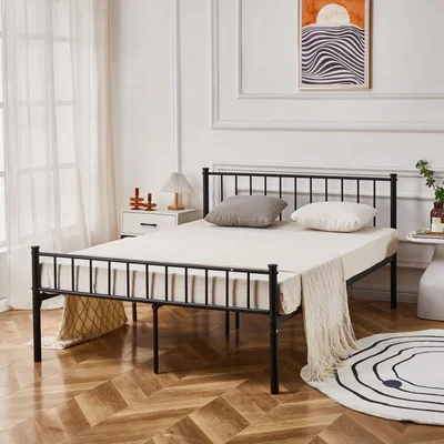 The Range Cromer Modern Black Metal Bed Frame - Black / Small Double
