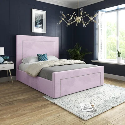 The Range Lucca Upholstered Soft Velvet Bed Frame - Pink / Small Double