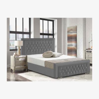 The Range Madlaina Upholstered Crush Velvet Bed Frame - Grey / Small Double