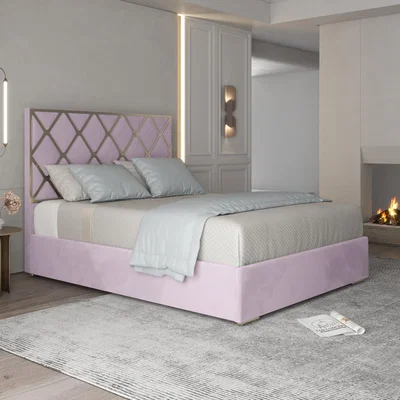The Range Tammy Upholstered Soft Velvet Metal Bed Frame - Pink / Small Double