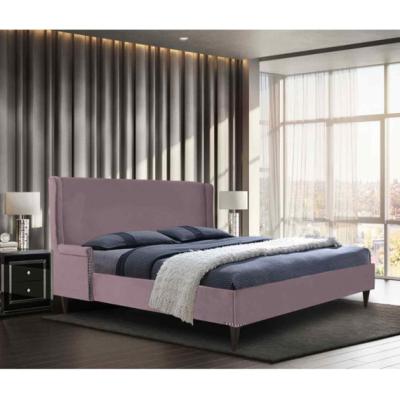 The Range Robert Upholstered Plush Velvet Bed Frame - Pink / Small Double