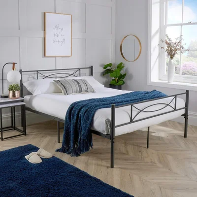 The Range Saturn Metal Bed Frame - Grey / Small Double
