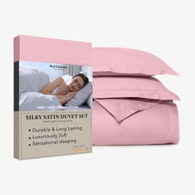 The Range Bed Couture Silky Satin Duvet Set with pillowcases 80x80cm - Pink / Small Double