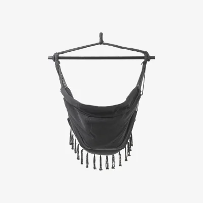The Range Tasselled Hanging Chair with Sturdy Frame and Canvas Seat - Grey