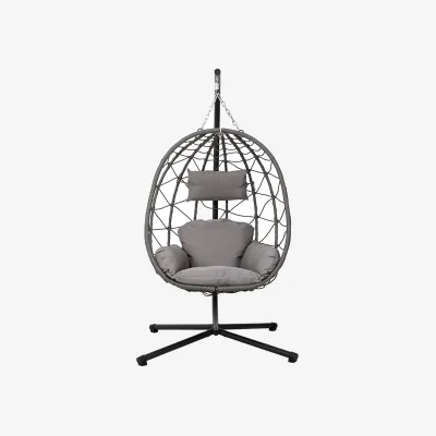 The Range Egg Hanging Chair with Stand and Cushion - Grey