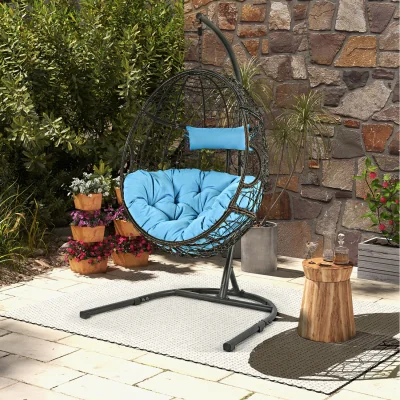 The Range Outdoor Hanging Basket Chair - Blue