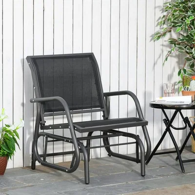 The Range Outdoor Gliding Swing Chair with Mesh Seat - Dark Grey
