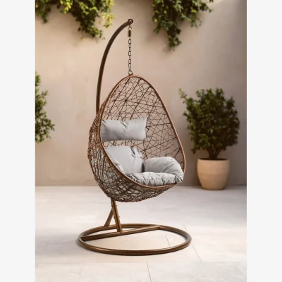 The Range Goa Brown Rattan Hanging Chair - Grey