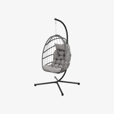 The Range Darphe Hanging Egg Chair with Stand and Cushion - Grey