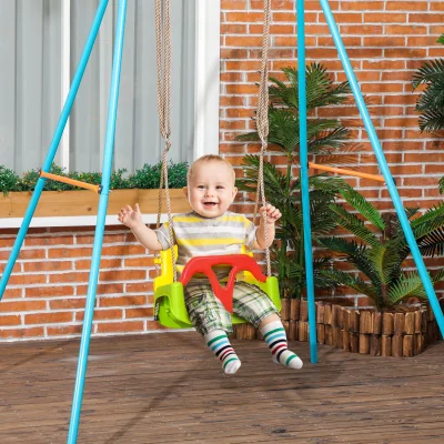 The Range Outsunny 3 in 1 Kids Swing Seat with Safety Belt Adjustable Rope - Green