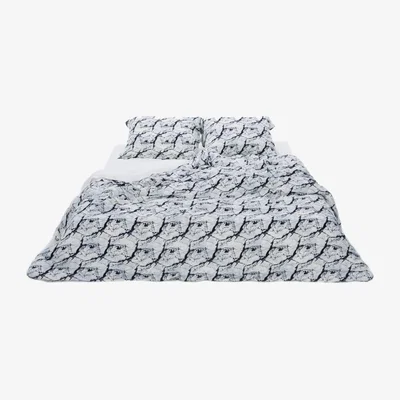 Wolf & Badger Black / White Marble Print Duvet Set Us Queen Notlabeled