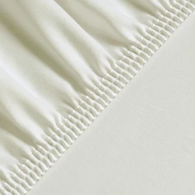 The Range Silky Satin Fitted Bed Sheet Queen - Ecru
