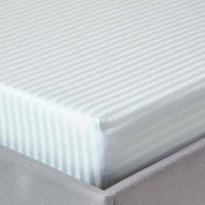 The Range 330 Thread Count Egyptian Cotton Satin Stripe Fitted Sheet - Blue / Double
