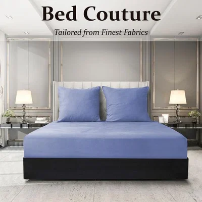 The Range Velvet Flannel Fitted Bed Sheet Queen - Winter Blue
