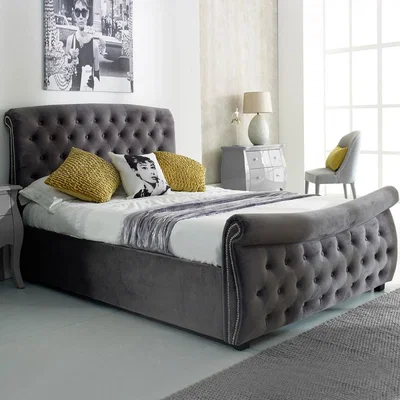 Cuckooland Lucinda Upholstered Side Ottoman Bed in Silver by Flair Furnishings - SECONDS CLEARANCE STOCK