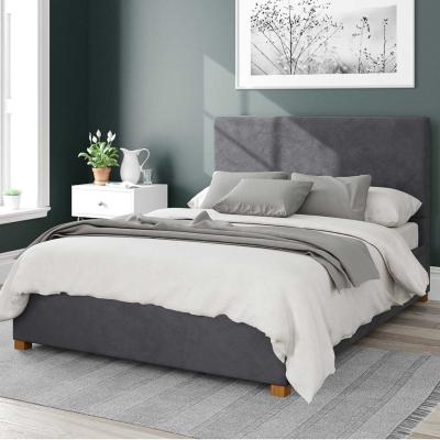 Dunelm Garland Plush Velvet Ottoman Bed Steel