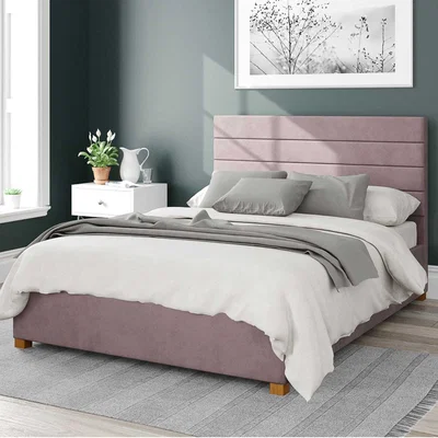 Dunelm Kelly Plush Velvet Ottoman Bed Frame Blush (Pink)