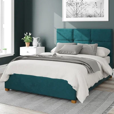 Dunelm Caine Plush Velvet Ottoman Bed Frame Emerald