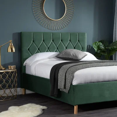 Dunelm Loxley Velvet Ottoman Bed Loxley Green