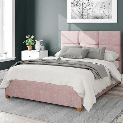 Dunelm Caine Pure Pastel Cotton Ottoman Bed Frame Vintage Rose