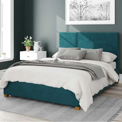 Dunelm Garland Plush Velvet Ottoman Bed Emerald