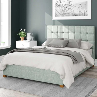 Dunelm Sinatra Pure Pastel Cotton Ottoman Bed Green