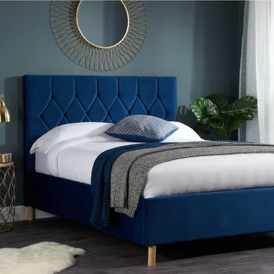 Dunelm Loxley Velvet Ottoman Bed Loxley Blue