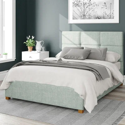 Dunelm Caine Pure Pastel Cotton Ottoman Bed Frame Duck Egg (Blue)