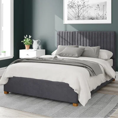 Dunelm Grant Plush Velvet Ottoman Bed Steel