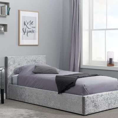 Dunelm Berlin Crushed Velvet Ottoman Bed Frame Silver